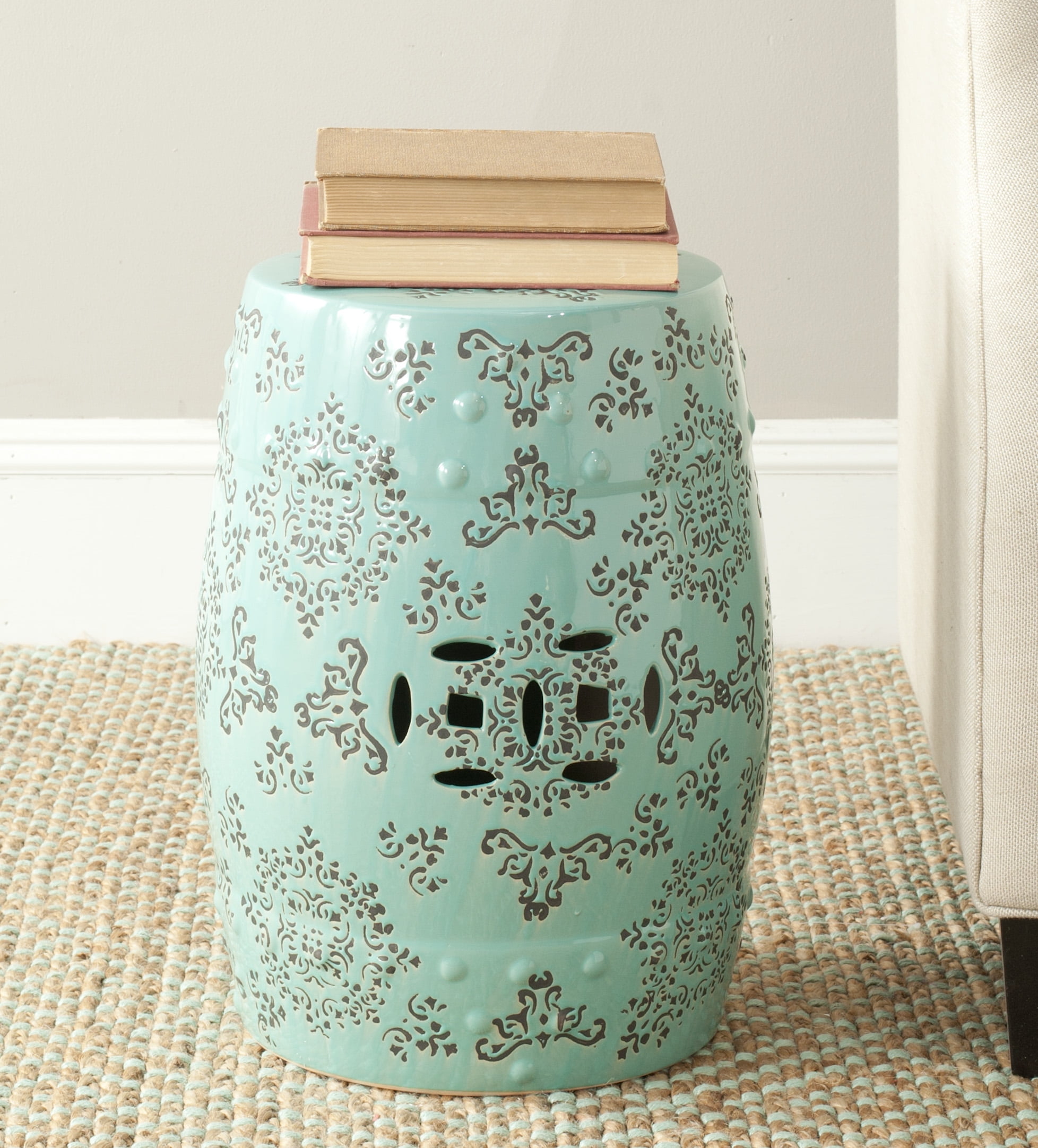 Safavieh Floral Medallion Indoor/Outdoor Garden Patio Stool, Blue