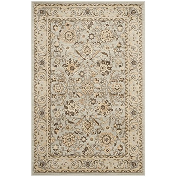 Traditional Rug - Florenteen Polypropelene Pile -Grey/Ivory-Color:Grey/Ivory,Design:Traditional,Shape:Medium Rectangle,Size:9'L x 6'W