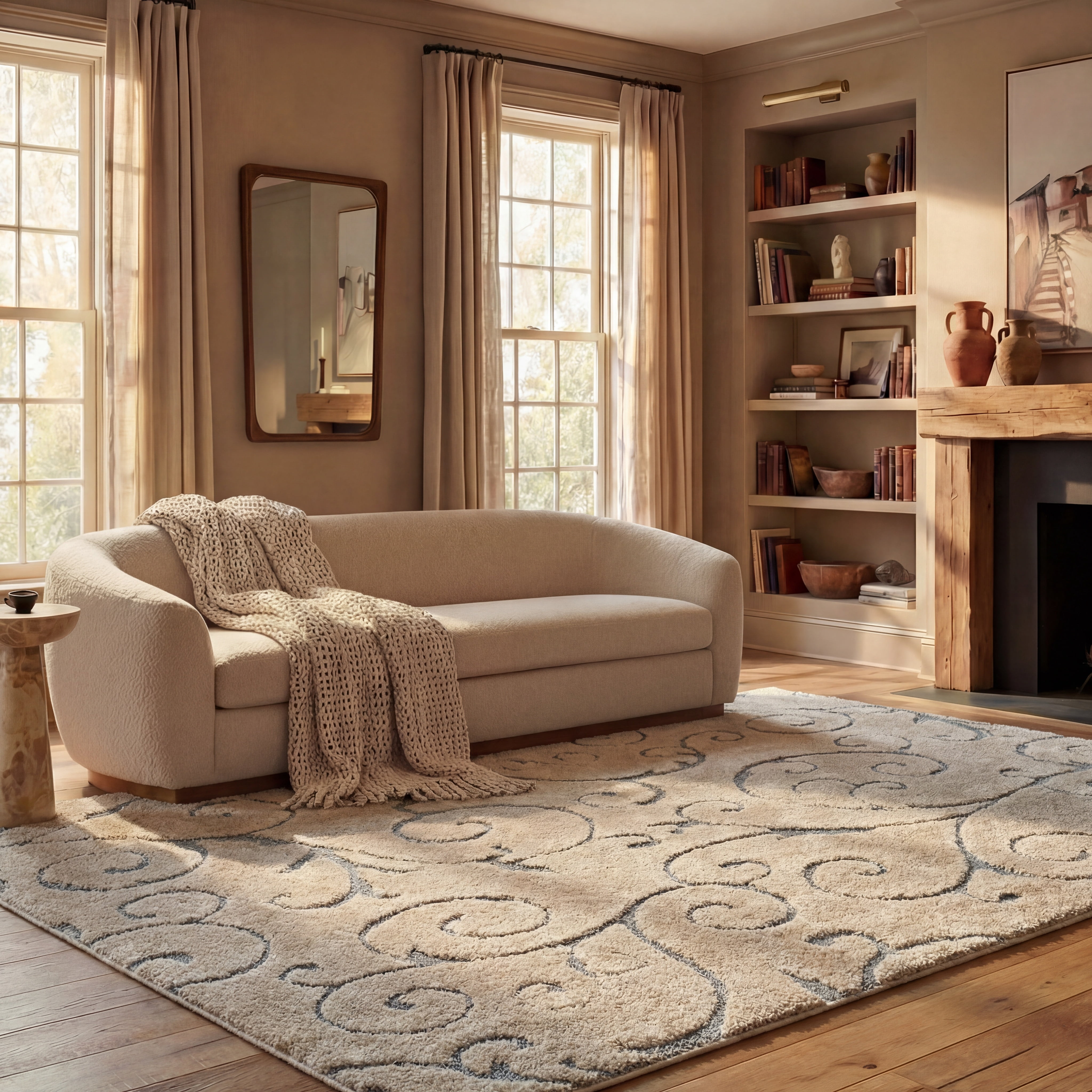 Safavieh Florida Doug Floral Vines Geometric Shag Area Rug, Beige/Blue Gray, 6' x 8'