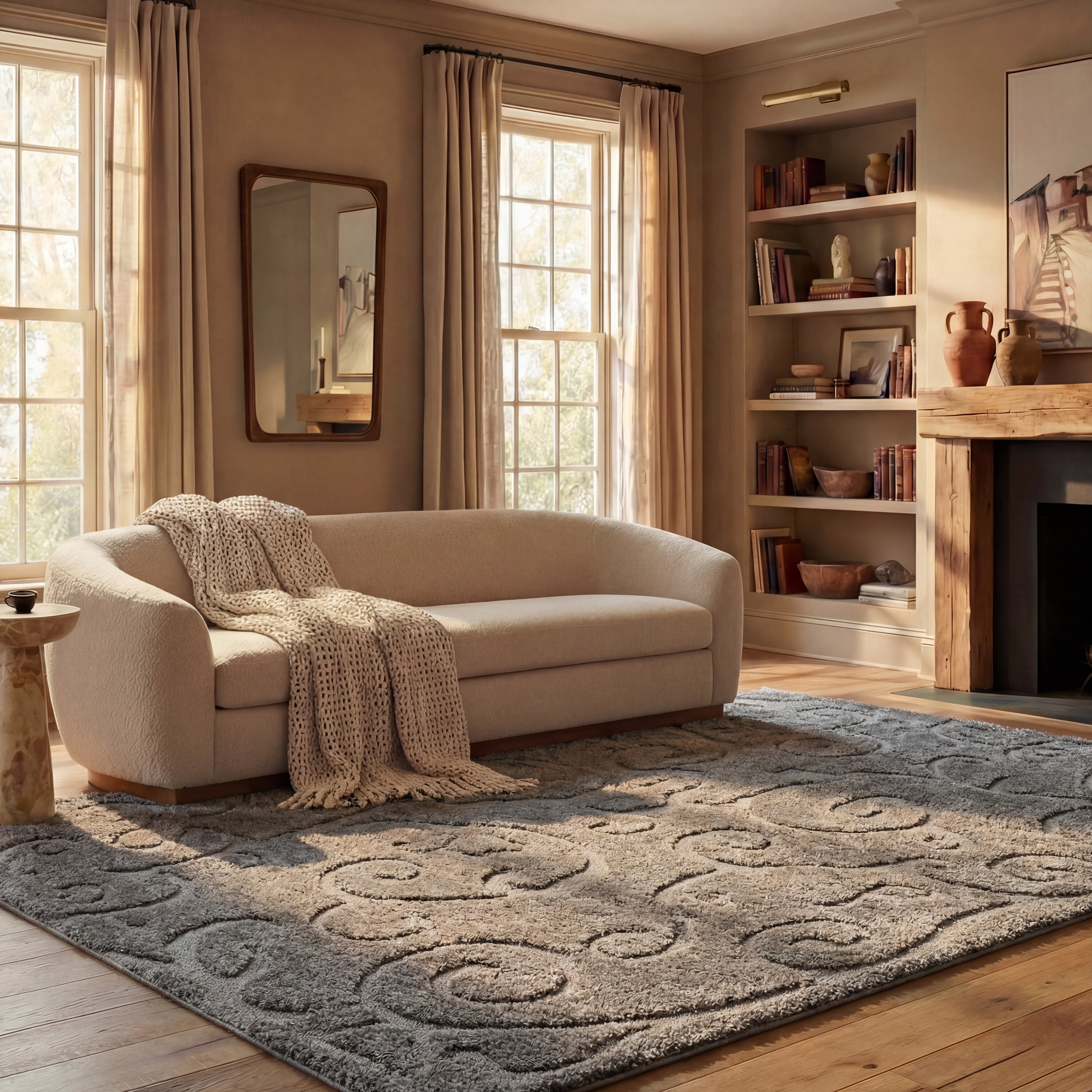 Safavieh Florida Doug Floral Vines Geometric Shag Area Rug, Gray, 6' x 8'