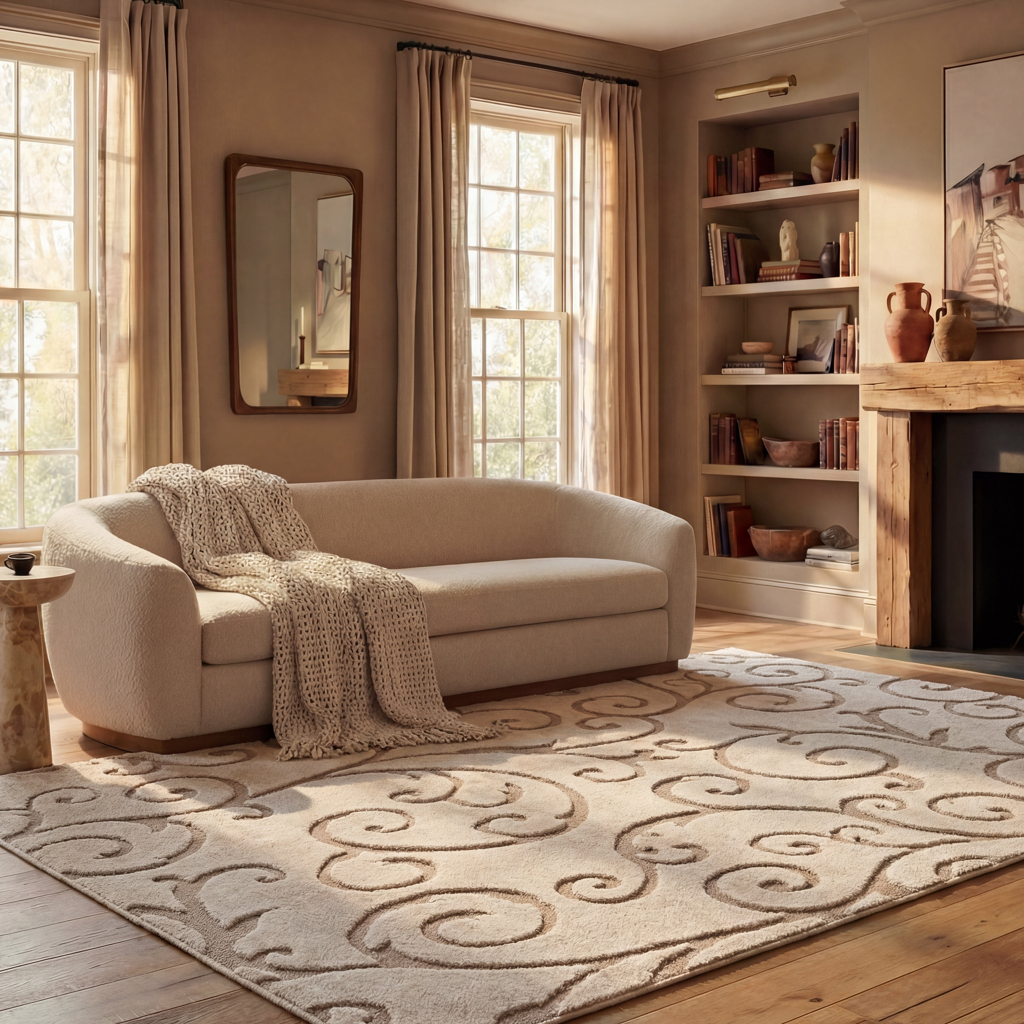 Safavieh Florida Doug Floral Vines Geometric Shag Area Rug, Ivory/Beige, 6' x 8'