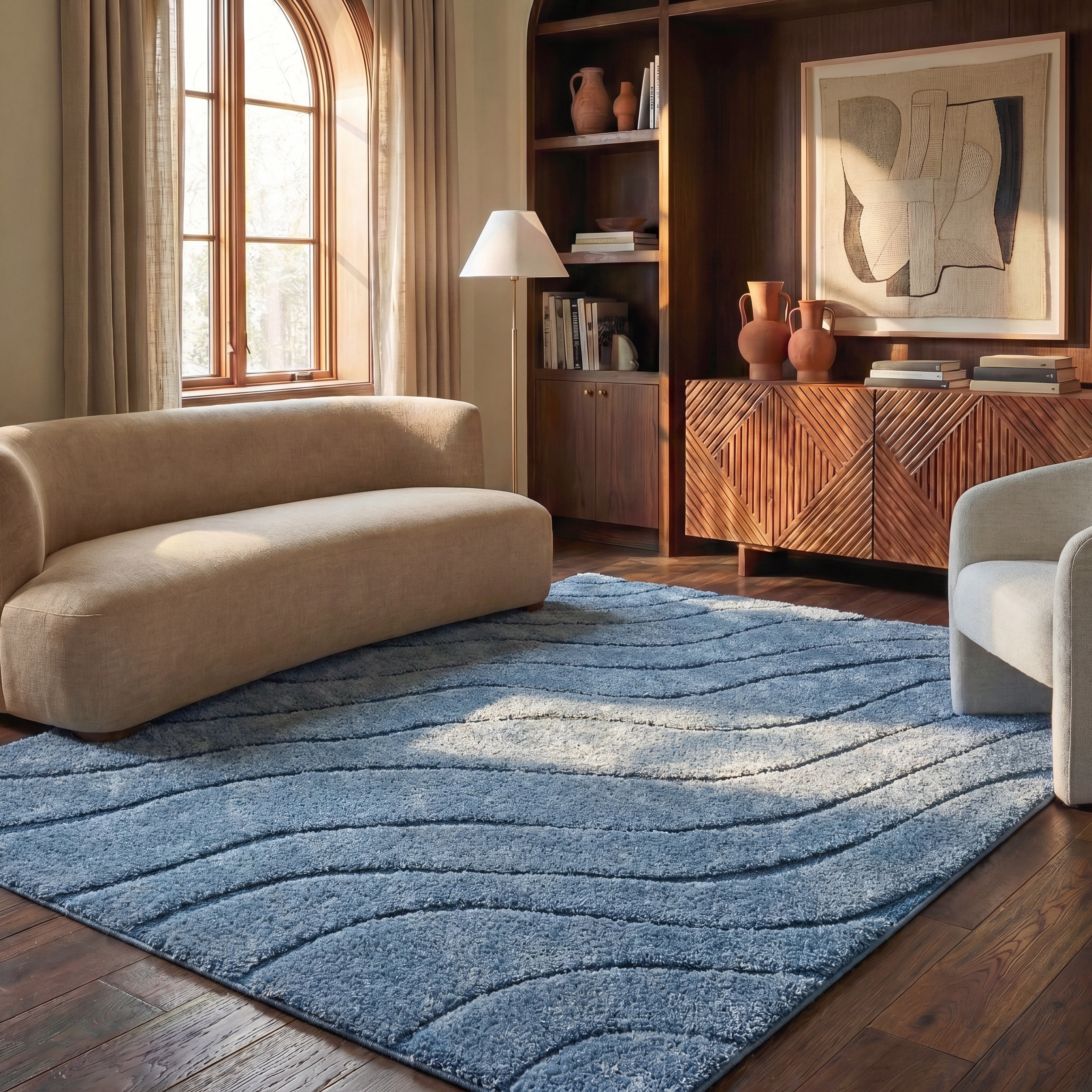 Safavieh Florida Tabitha Geometric Shag Area Rug, Light Blue/Blue, 6' x 8'