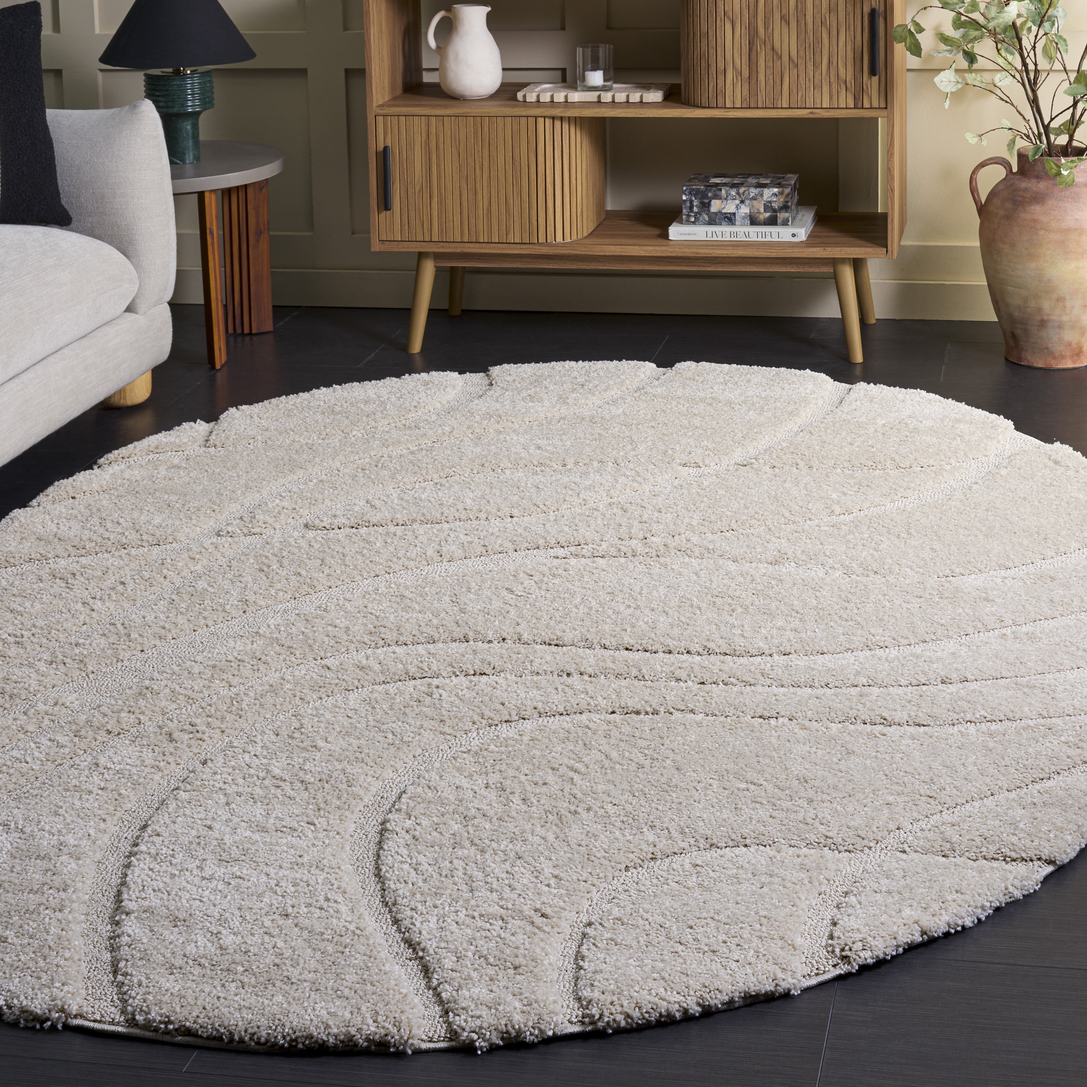 Safavieh Florida Tamzen Abstract Shag Area Rug, Creme, 8' x 10' Oval