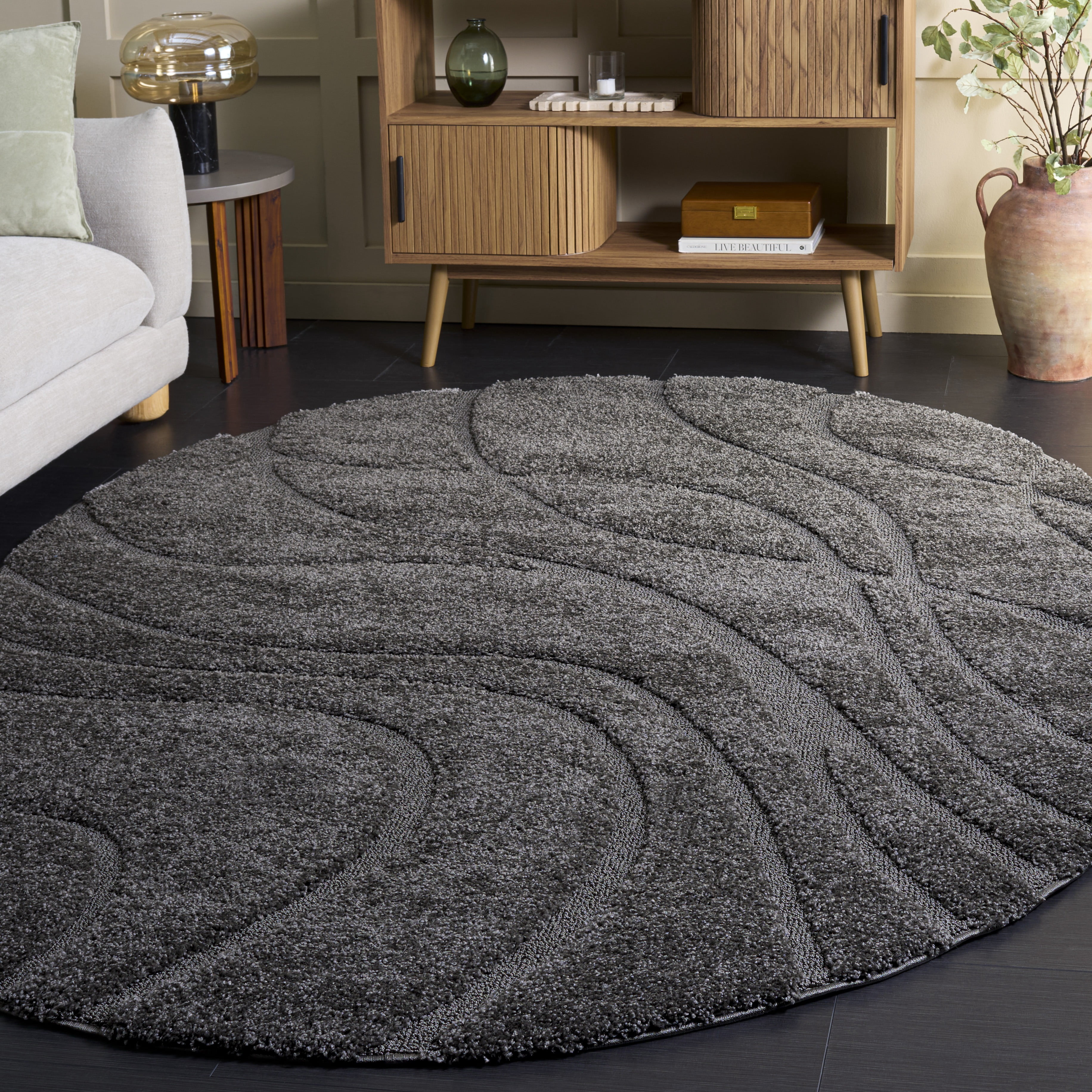 Safavieh Florida Tamzen Abstract Shag Area Rug, Gray, 4' x 6' Oval