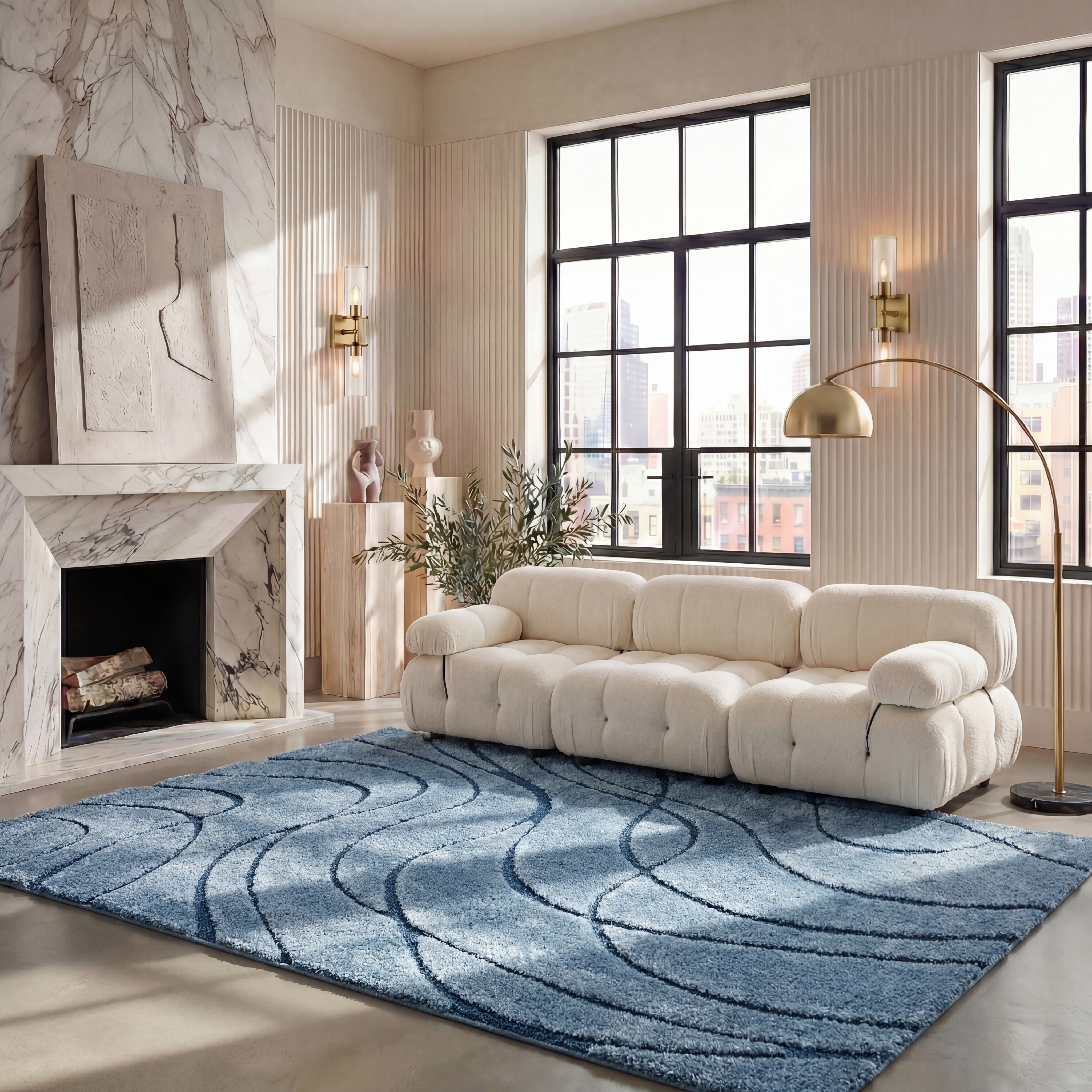 Safavieh Florida Tamzen Abstract Shag Area Rug, Light Blue/Blue, 6' x 8'