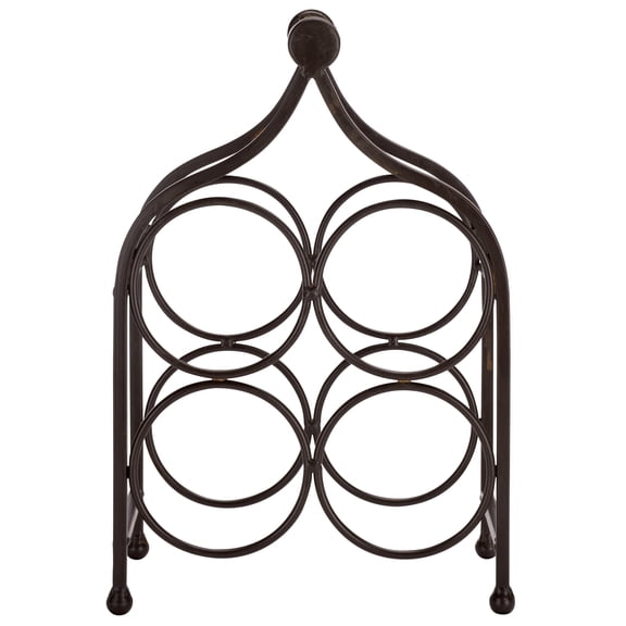 Safavieh Floyd Rustic Iron Freestanding 4-Bottle Wine Rack, Brown