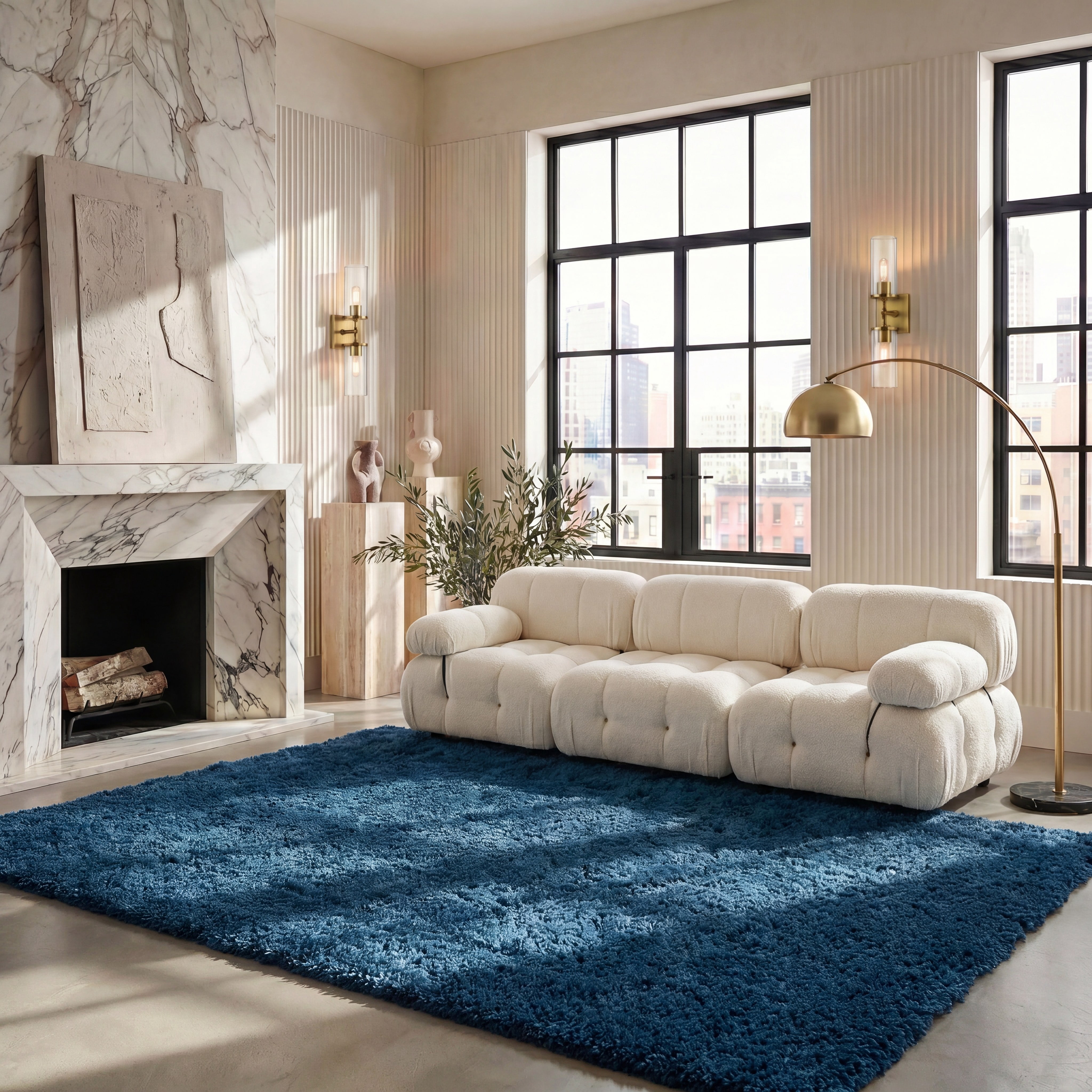 Safavieh Fontana Jamie Solid Shag Area Rug, Blue, 6'7" x 9'