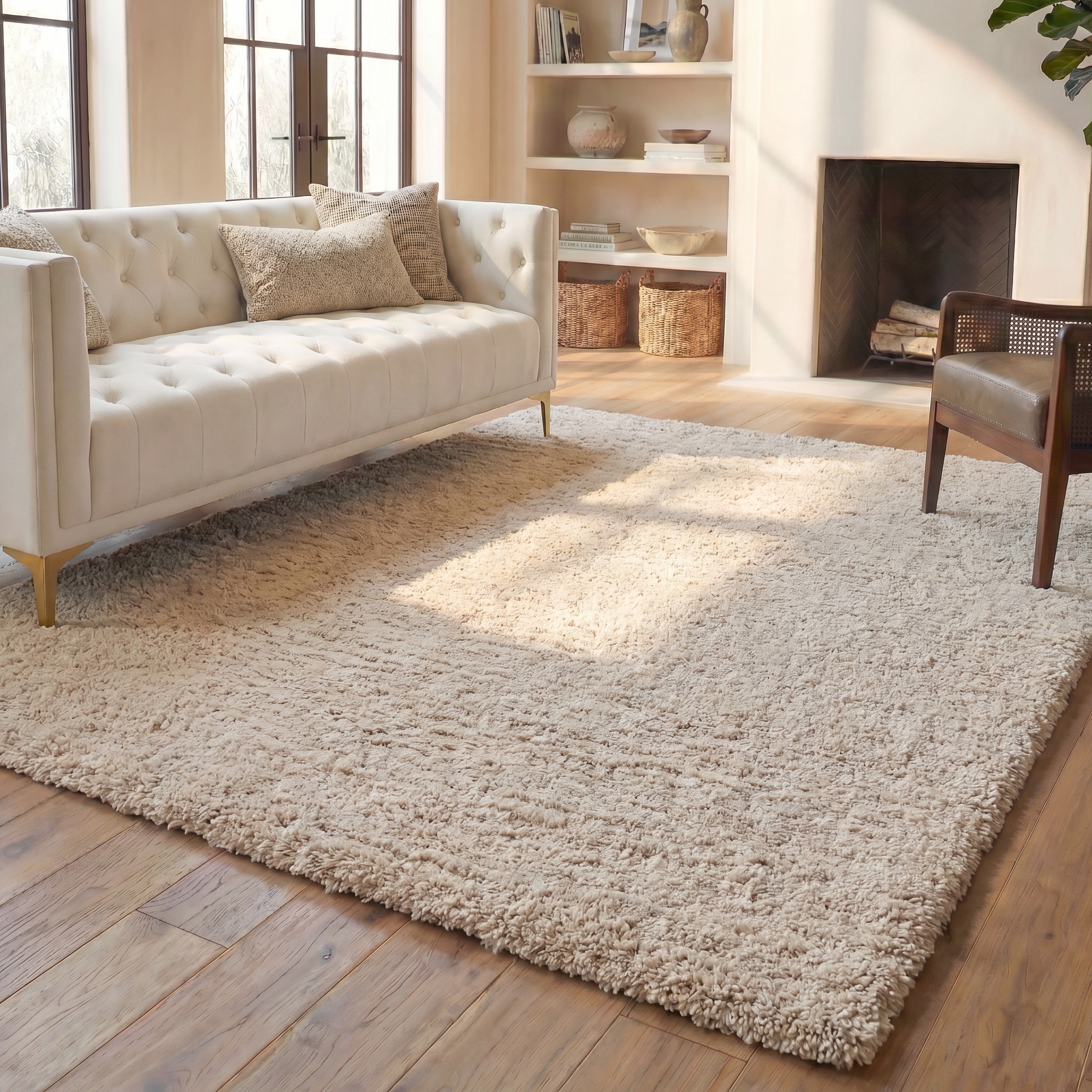 Safavieh Fontana Jamie Solid Shag Area Rug, Creme, 6' x 8'