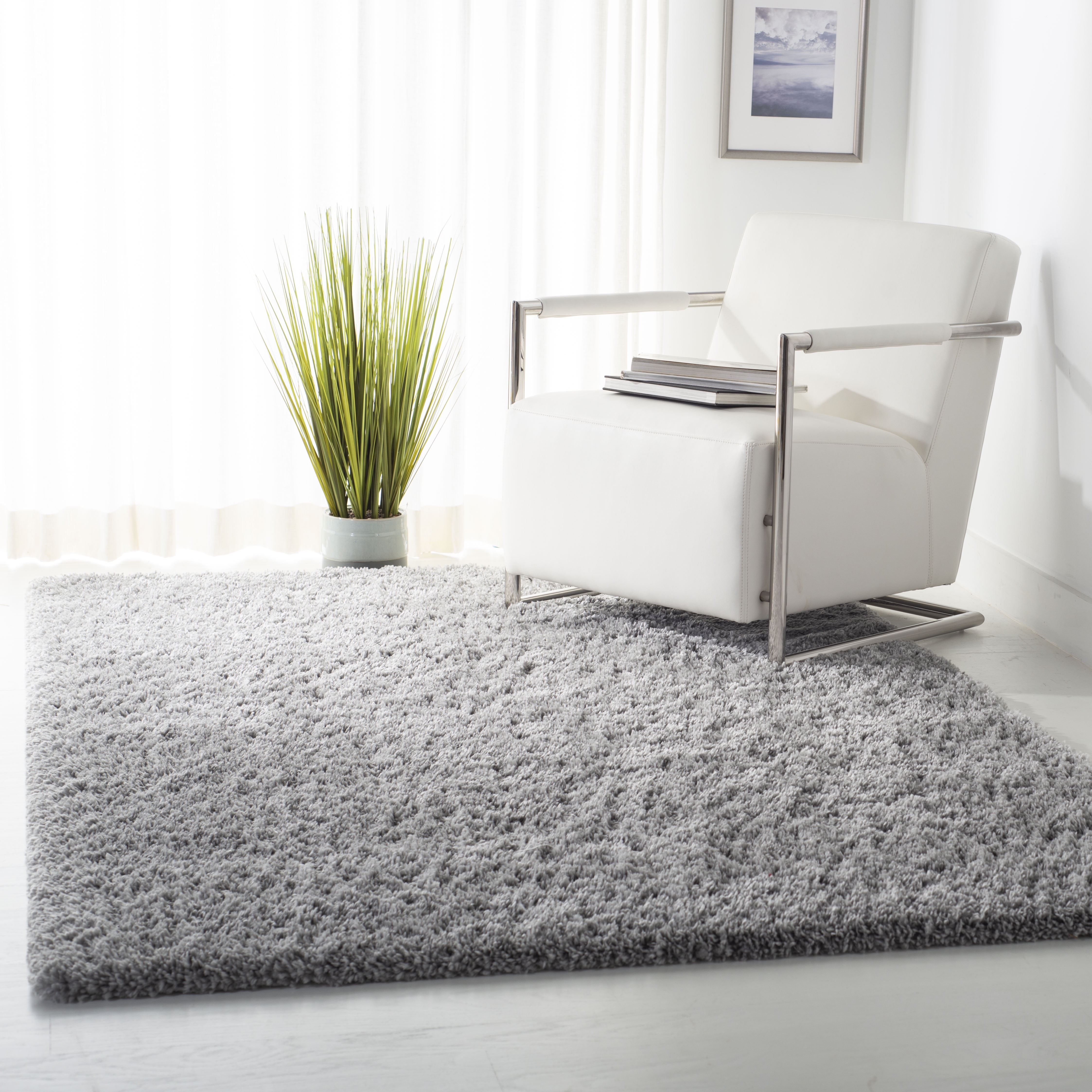 Safavieh Fontana Jamie Solid Shag Area Rug, Gray, 3' x 3' Square