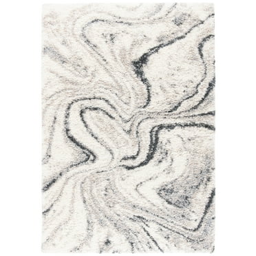 SAFAVIEH Fontana Danita Modern Shag Area Rug, Ivory/Grey, 2' x 3'