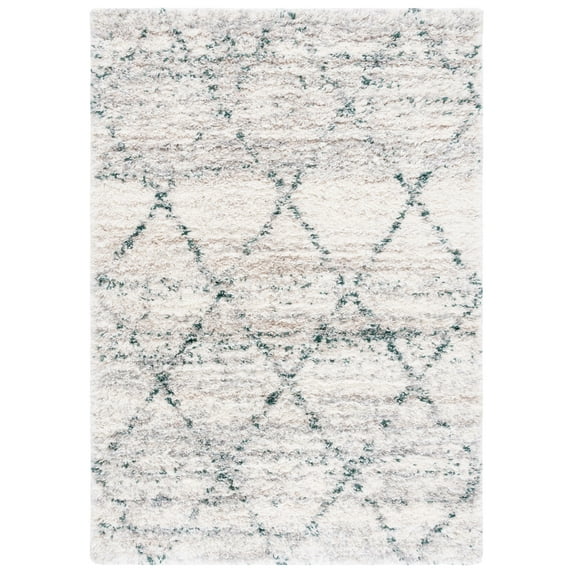 SAFAVIEH Fontana Darina Diamond Shag Area Rug, Green/Ivory, 4' x 6'