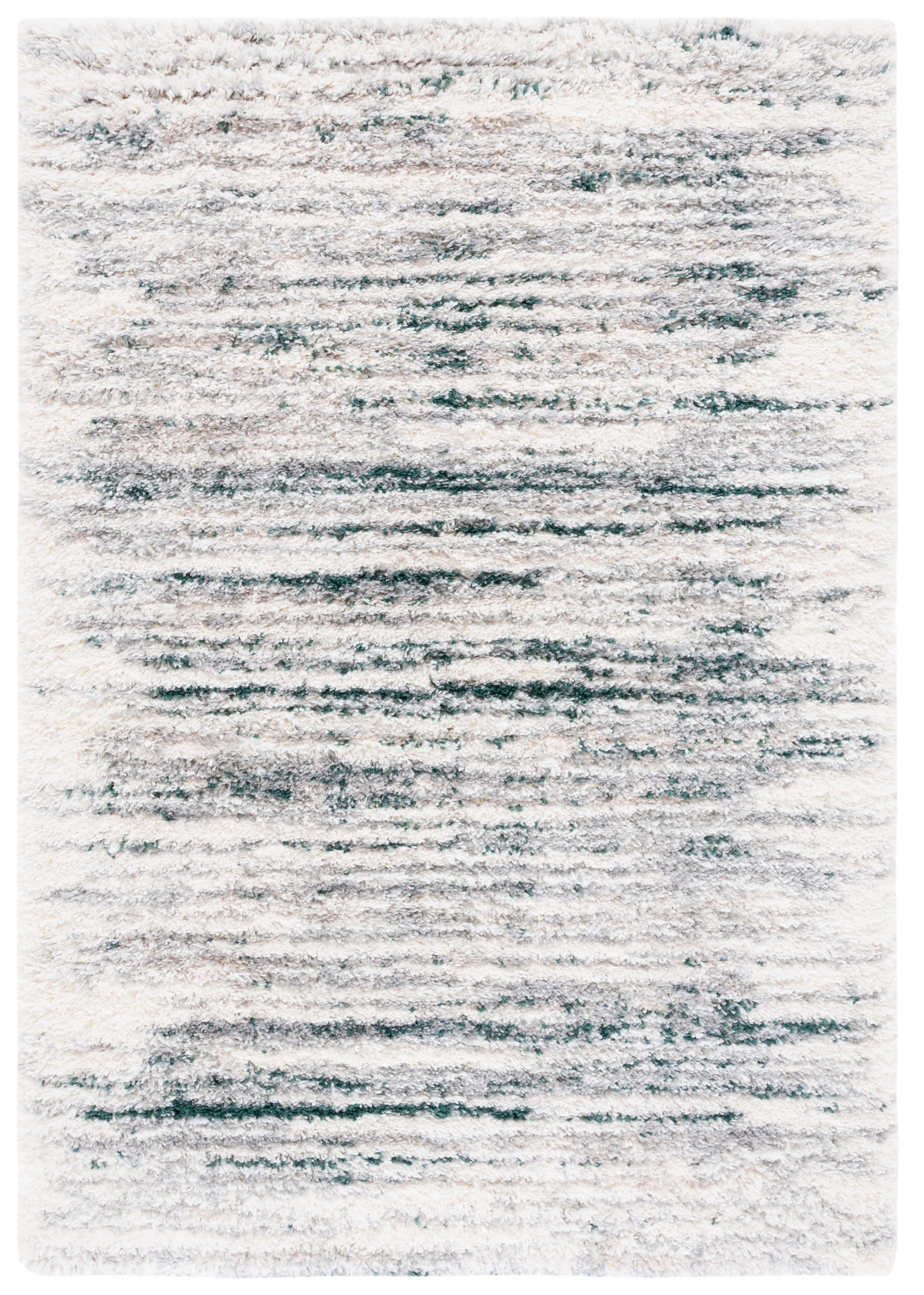 SAFAVIEH Fontana Danny Abstract Shag Area Rug, Ivory/Green, 3' x 5'