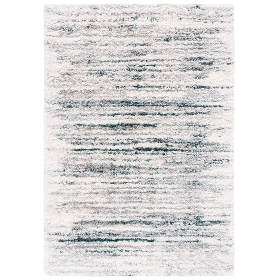 SAFAVIEH Fontana Danny Abstract Shag Area Rug, Ivory/Green, 8' x 10'