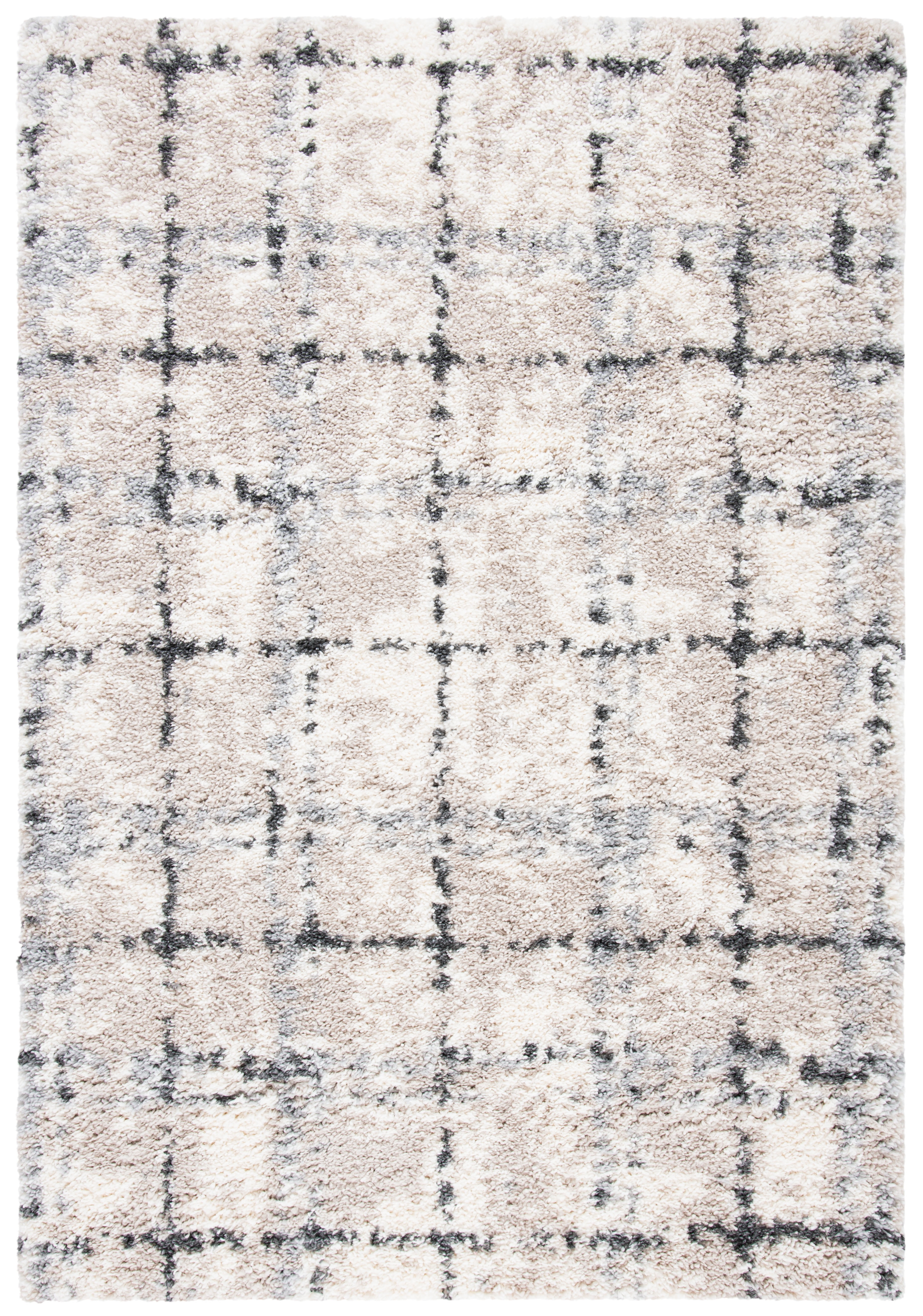 Safavieh  Fontana Shag Bekin Modern Check 2-inch Thick Rug 5'3" x 7'6" 5' x 8' Indoor Living Room, Bedroom, Dining Room Rectangle