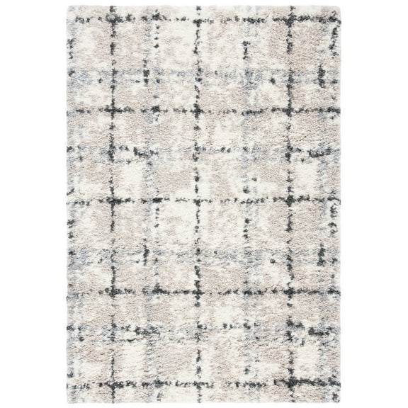 Safavieh Fontana Shag Bekin Modern Check 2-inch Thick Rug 9' x 12' 9' x 12' Indoor Living Room, Bedroom, Dining Room Rectangle