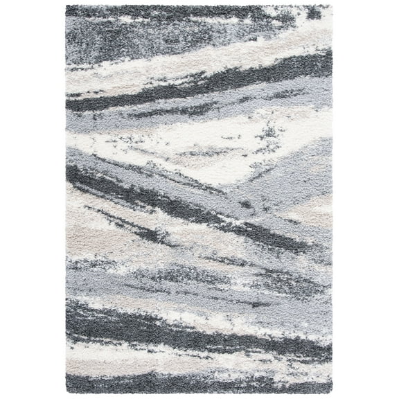 Safavieh  Fontana Shag Concepcio Rug Grey,Black 5'3" x  7'6" 5' x 8' Indoor Living Room,Dining Room,Bedroom Rectangle