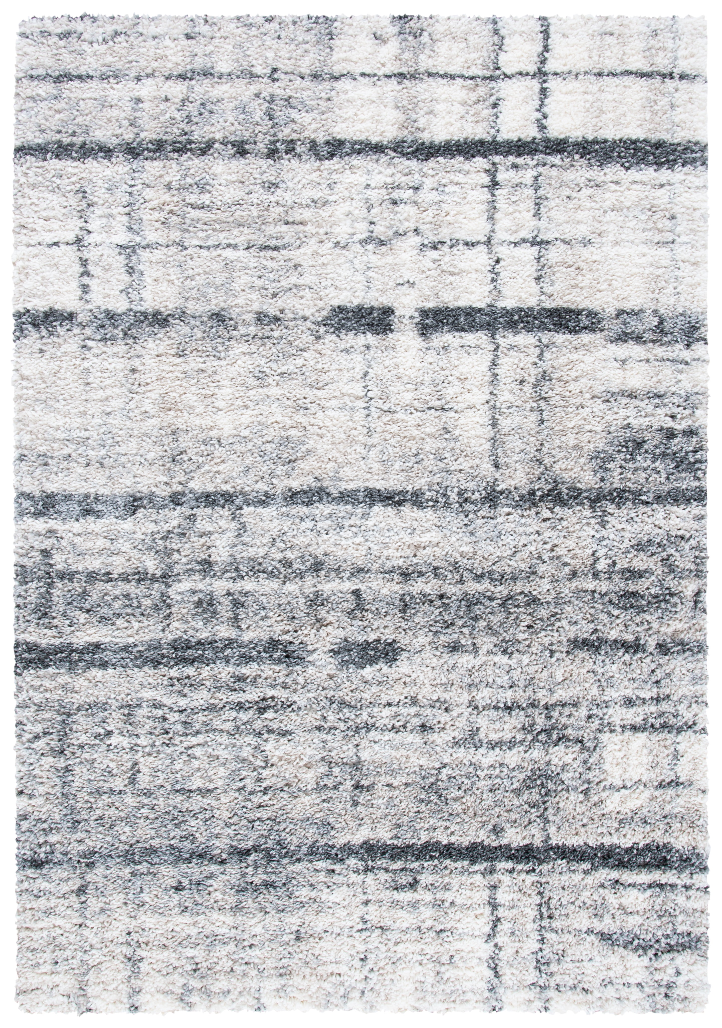 Safavieh  Fontana Shag Fritz Modern Abstract 2-inch Thick Rug 9' x 12' 9' x 12', 8' Round Shag, Indoor Rectangle