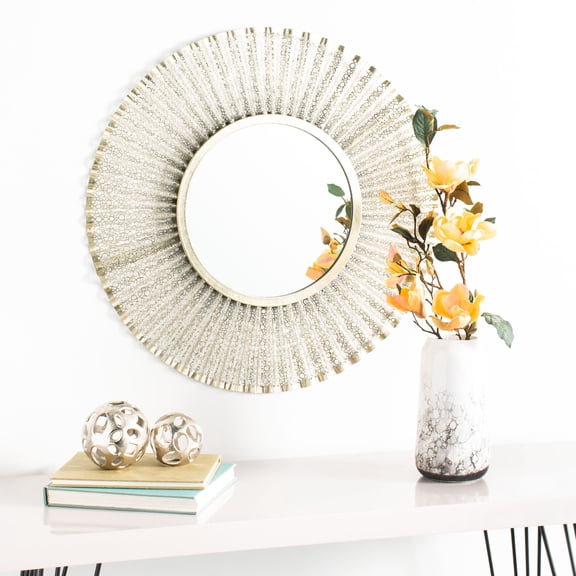 Safavieh Foster 30.5 in. Abstract Swirls Round Mirror, Silver