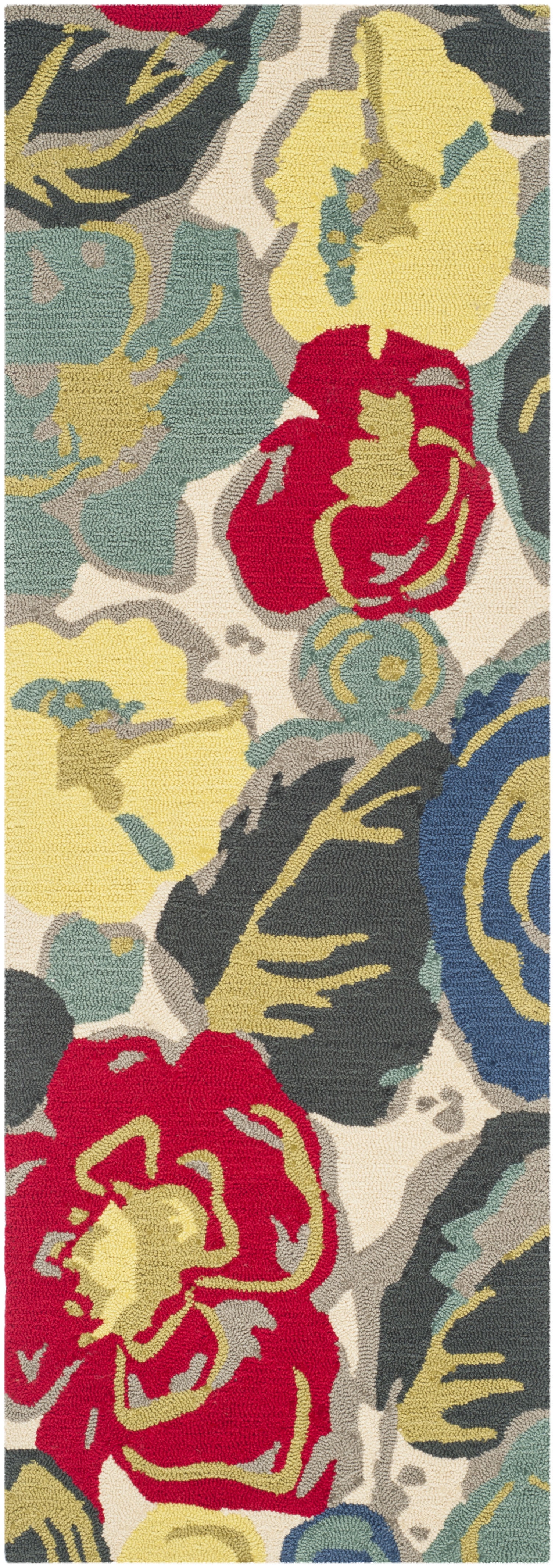 Ivory Elegance Floral Synthetic 2' x 6' Runner Rug