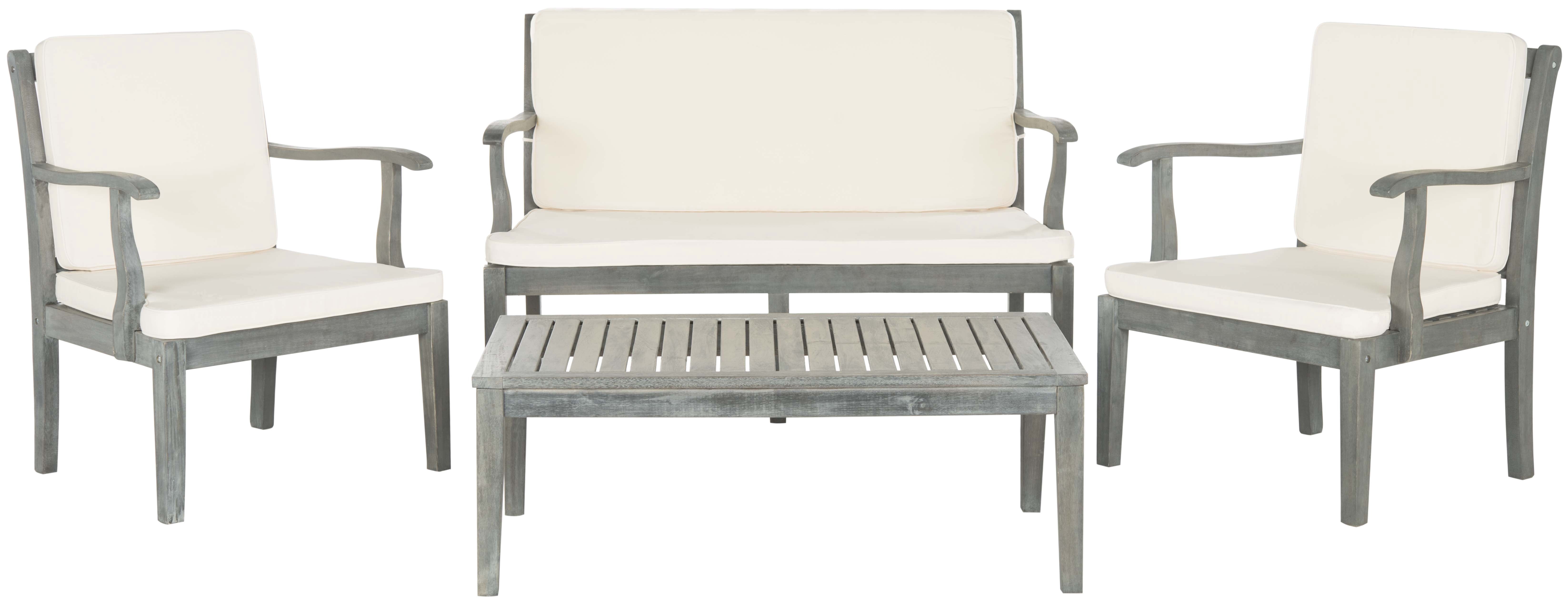 Safavieh Fresno Outdoor Contemporary 4 Piece Living Set with Cushion