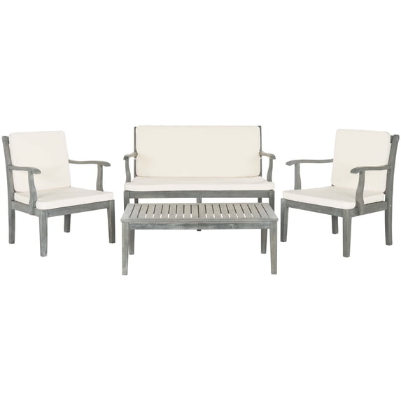 Safavieh Fresno Outdoor Contemporary 4 Piece Living Set with Cushion