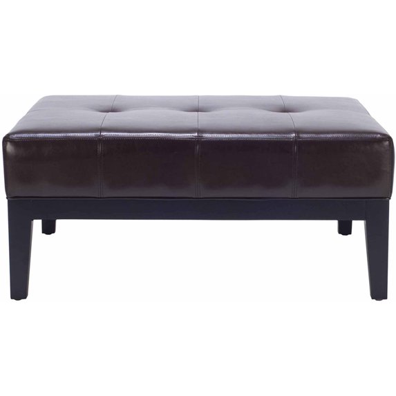 Safavieh Fulton Birchwood Bicast Leather Upholstered Large Square Cocktail Ottoman, Multiple Colors