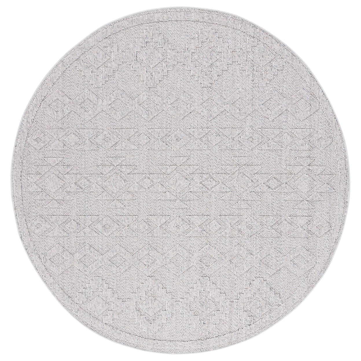 Boho Chic Global Grey & Beige Round Indoor/Outdoor Rug