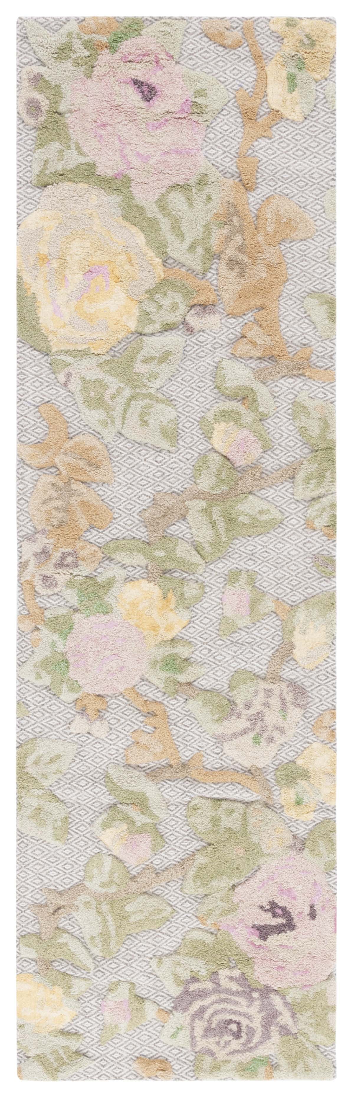SAFAVIEH Glamour Kandace Floral Runner Rug, Pink/Grey, 2'3