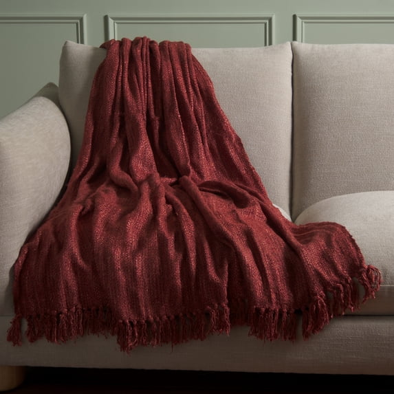 Safavieh Gaia 51" x 67" Modern Cotton Throw, Brick Red