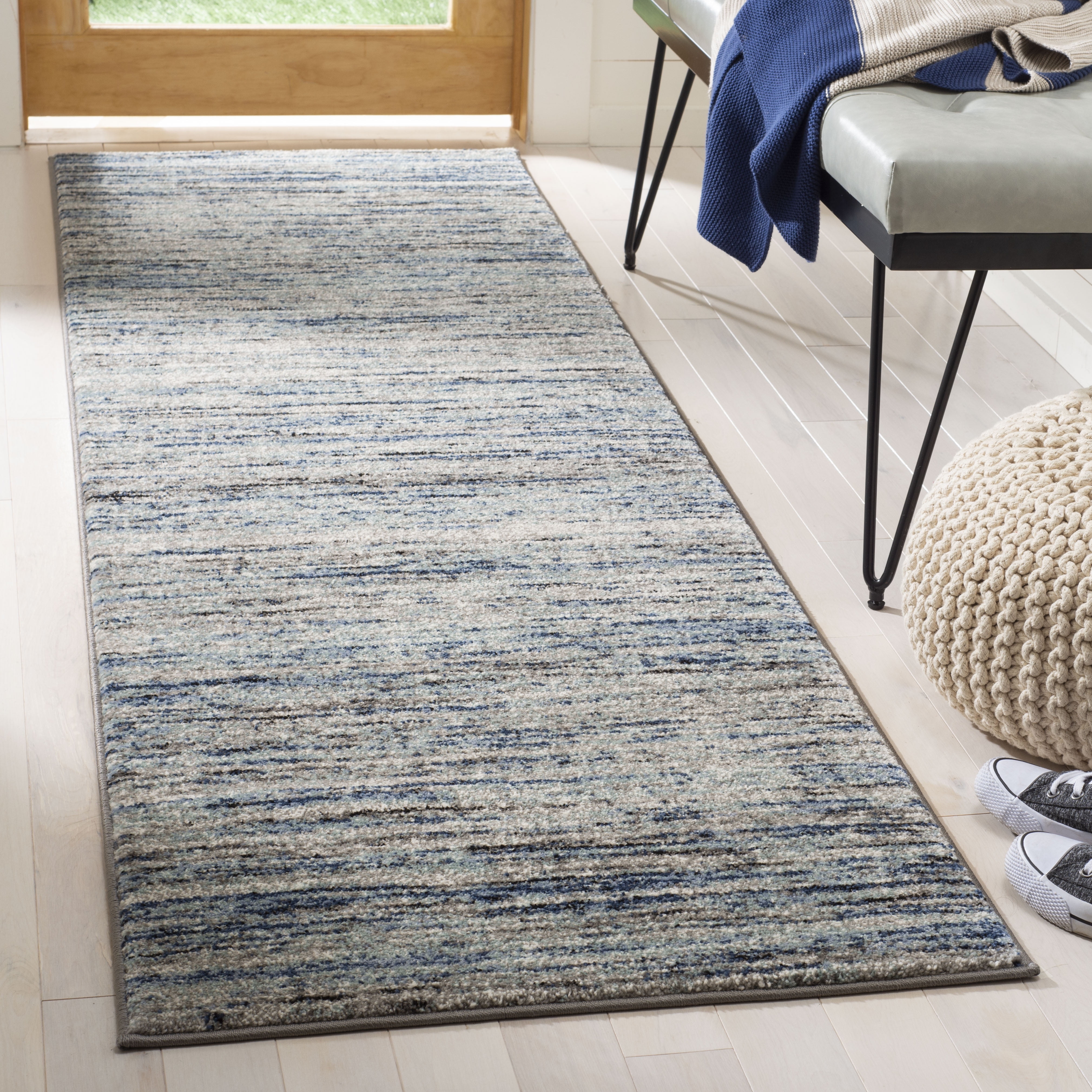 Celestial Spark Blue and Gray 2'3" x 8' Easy-Care Runner Rug