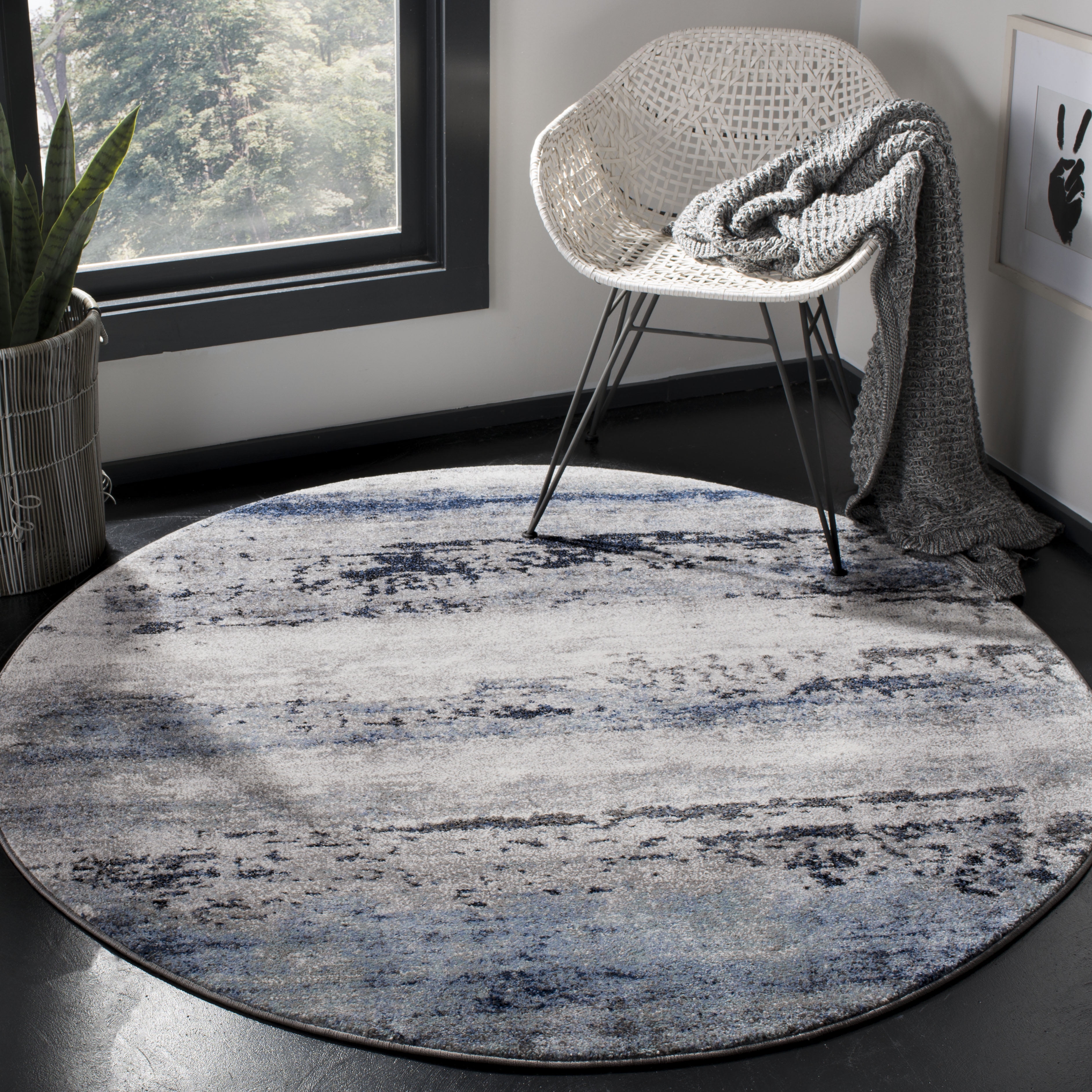 Safavieh Galaxy Jacques Abstract Area Rug, Gray/Ivory, 5'3" x 5'3" Round
