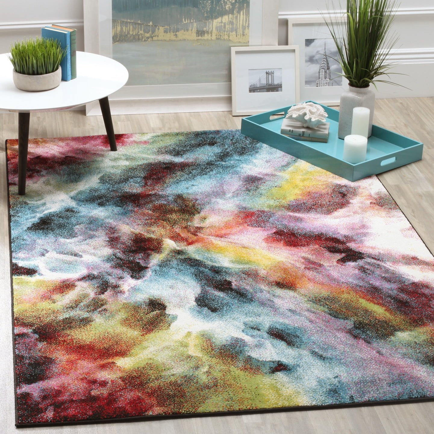 Galaxy Multi-Color Abstract Square Area Rug