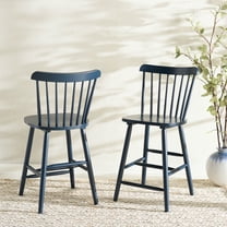 Safavieh Galena Scandinavian Mid Back Wood Stools, Navy (Set of 2)