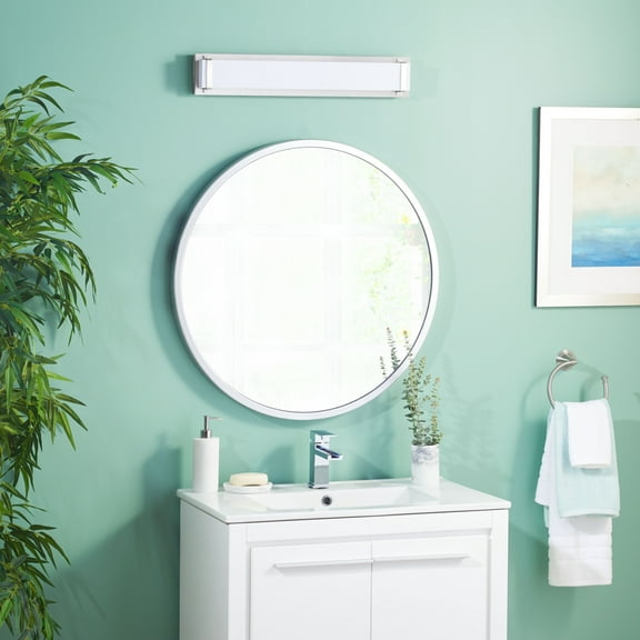 Safavieh Gannon Vanity Bar Bathroom Sconce, Brush Nickel/White