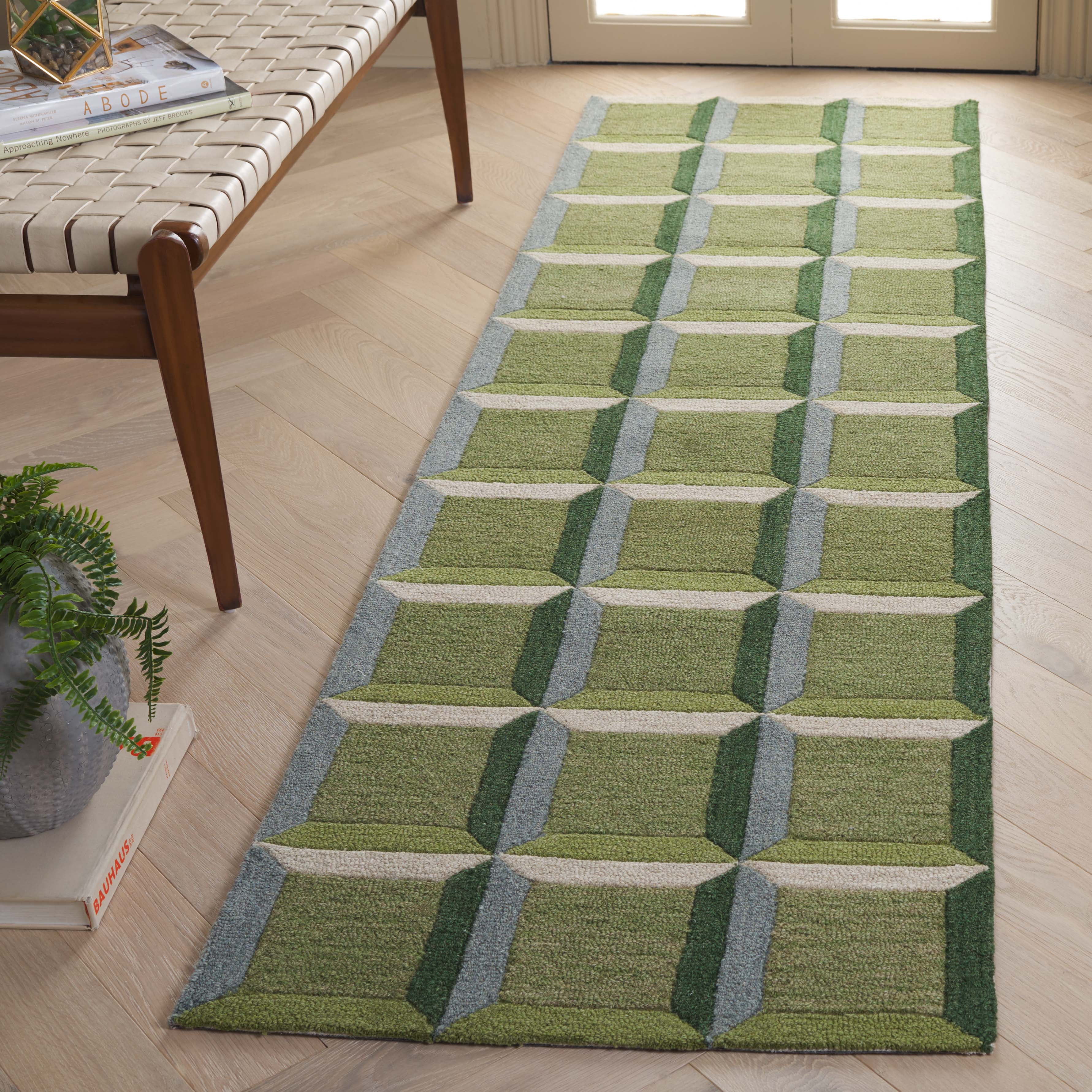 Safavieh Genre Imogene Geometric Runner Rug, Green/Beige, 2'3" x 19'