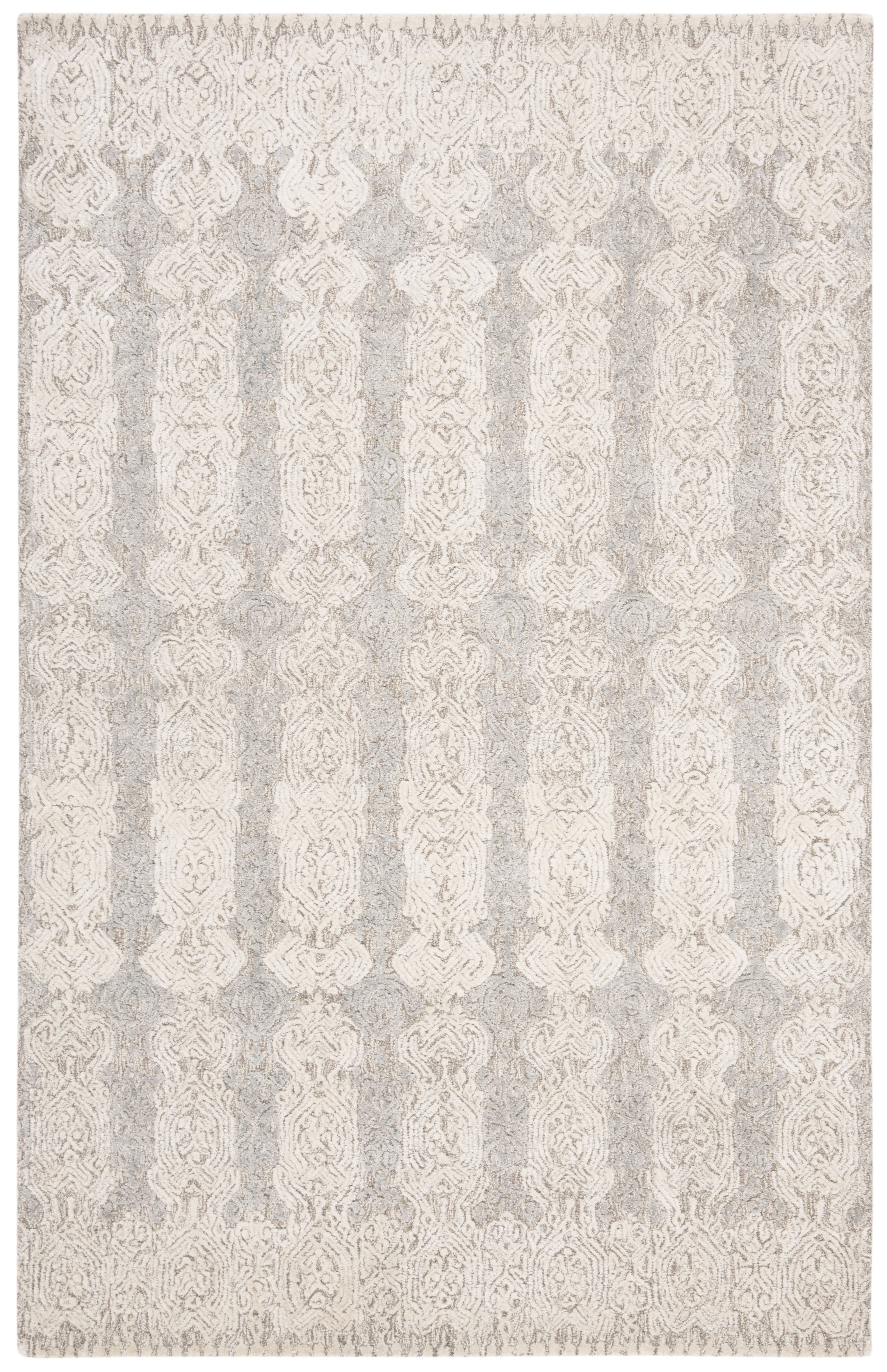 Ivory and Grey Hand-Tufted Wool and Viscose Area Rug