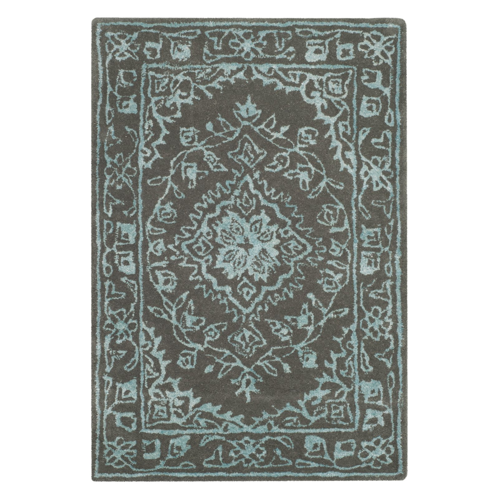 Dark Grey 6' x 6' Square Hand-Tufted Wool Area Rug