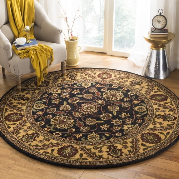 Safavieh Golden Jaipur Dreda Bordered Wool Area Rug, Black/Gold, 8' x 8' Round
