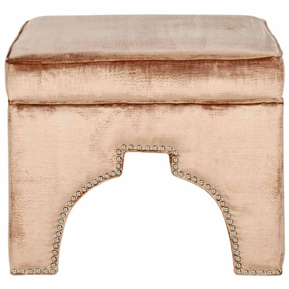 Safavieh Grant Modern Glam Upholstered Ottoman w/ Silver Nail Heads
