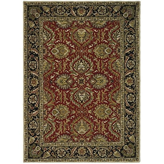 Traditional Rug - Heritage Wool Pile -Red/Black-Color:Red/Black,Design:Traditional,Shape:Large Rectangle,Size:11'L x 8'W