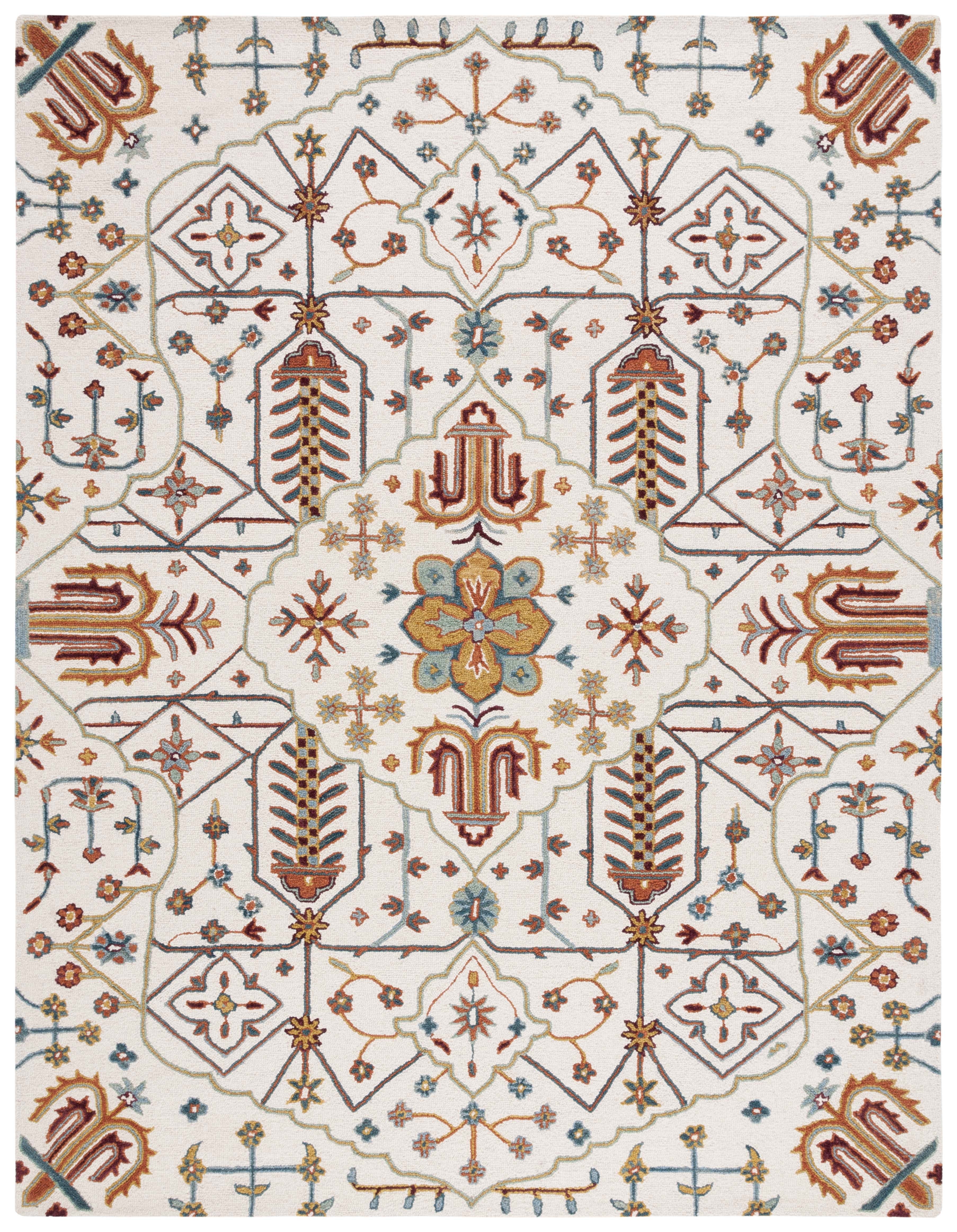Ivory and Grey Hand-Tufted Wool 8' x 10' Area Rug