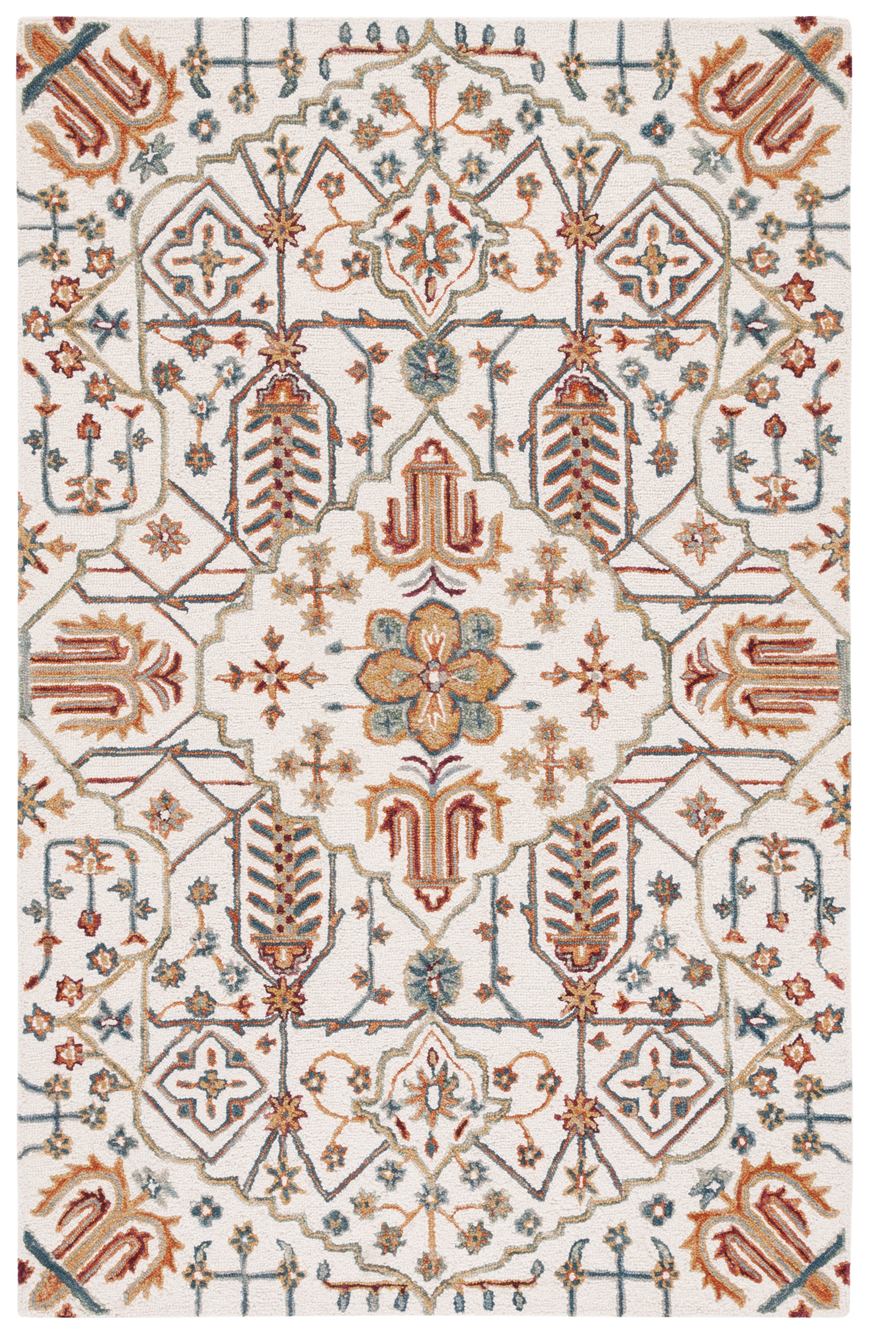 SAFAVIEH Heritage Dijana Tribal Wool Area Rug, Ivory/Grey, 4' x 6'
