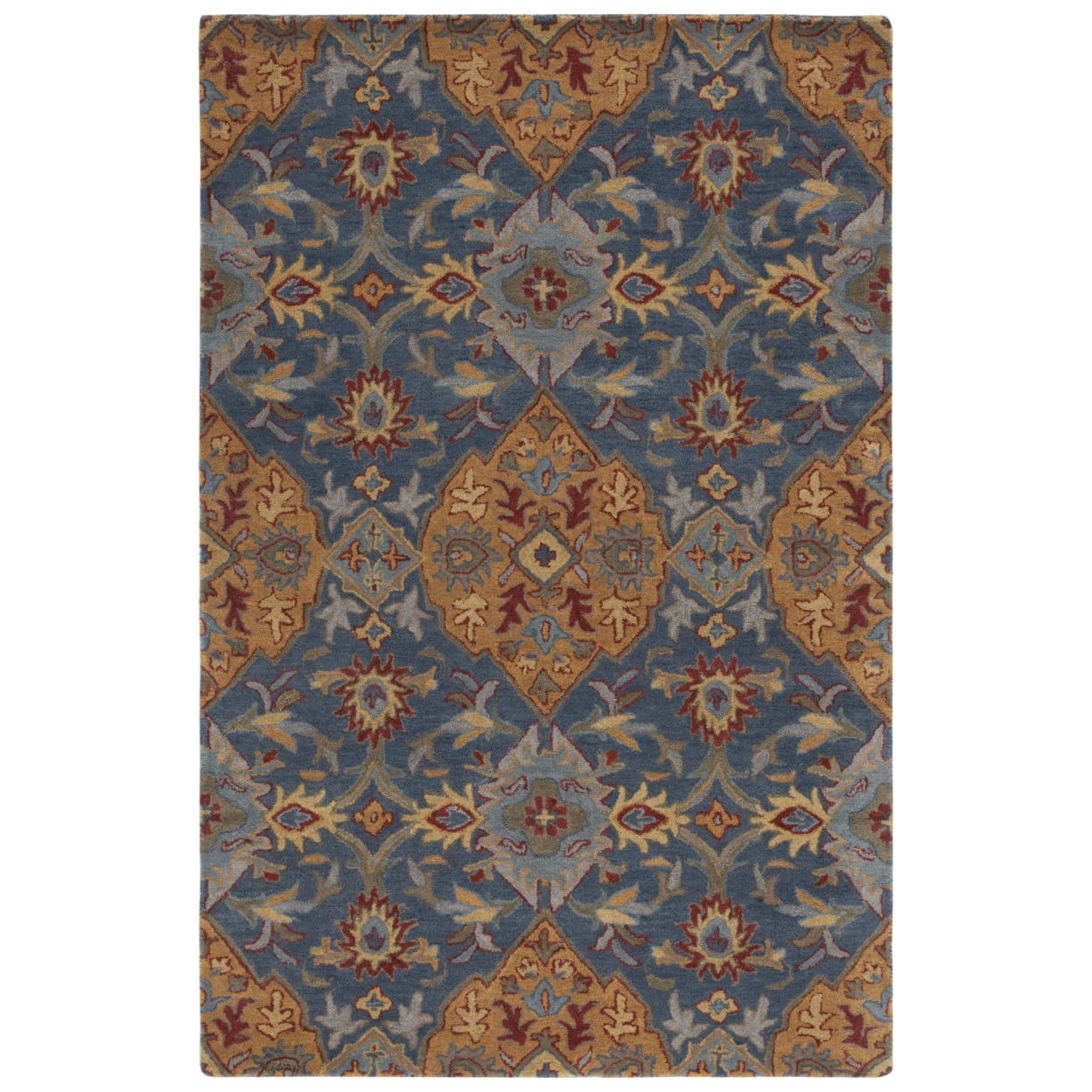 Handmade Blue Wool Tufted Rectangular Area Rug 5' x 8'