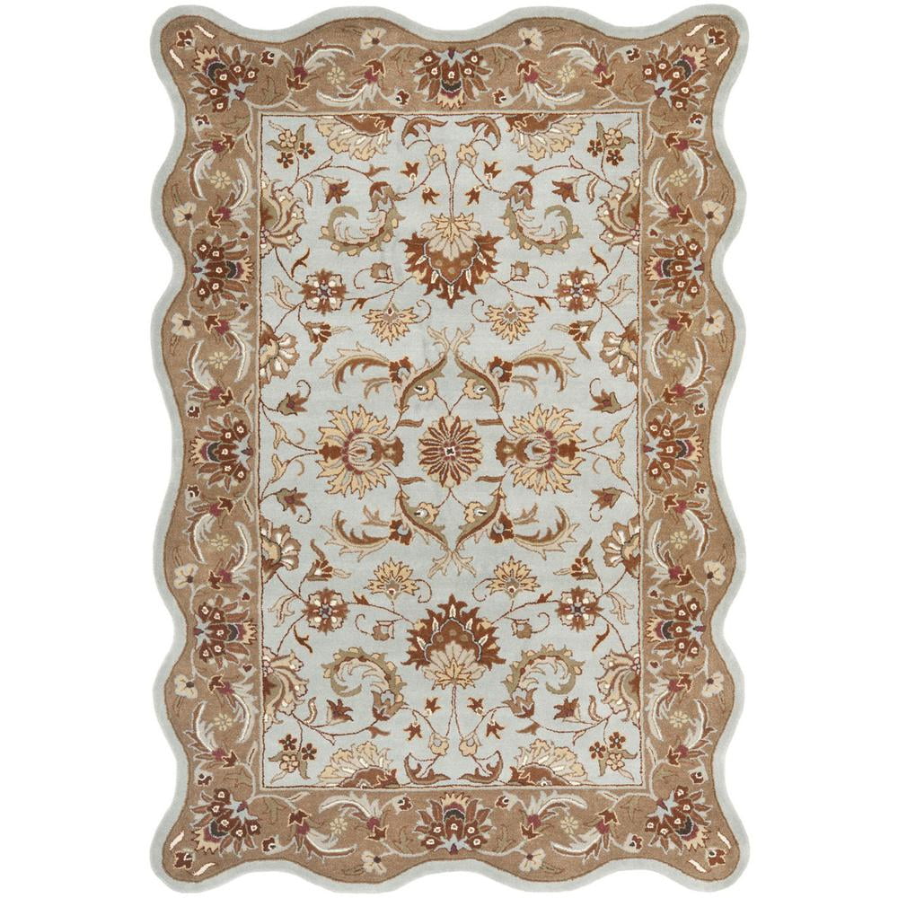 Elegant Heritage Round Tufted Wool Rug in Blue/Beige, 6' Diameter