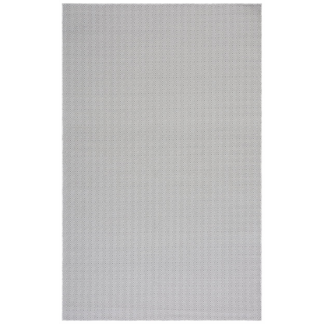 Gray Diamond Pattern Synthetic Indoor/Outdoor Area Rug, 5'-1" x 7'-6"