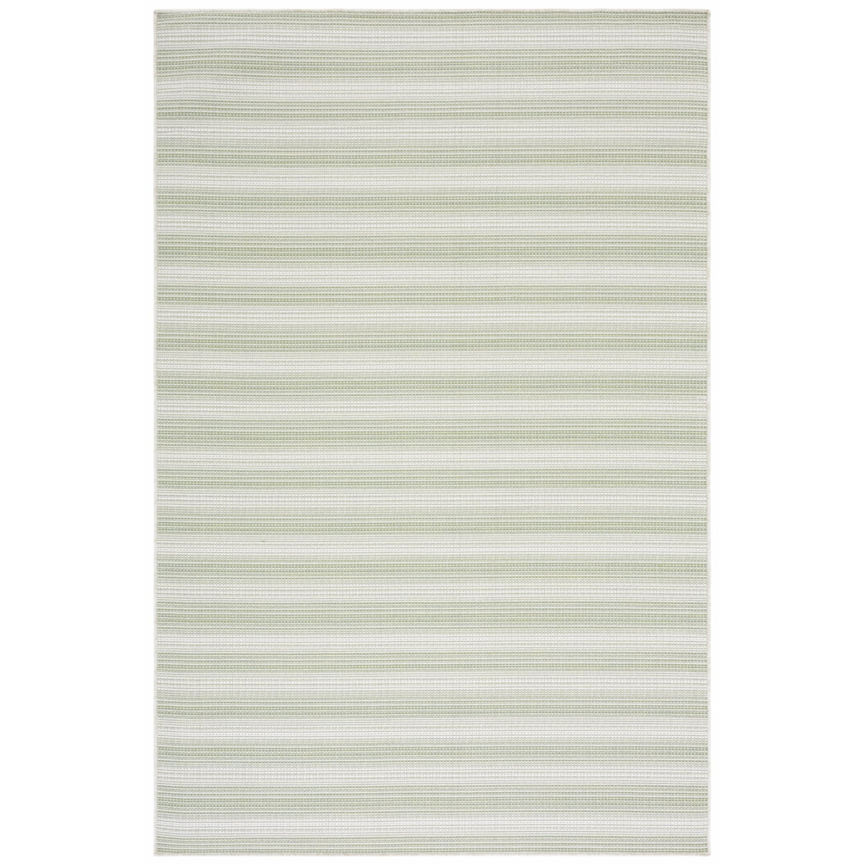 Olive Green and Ivory Striped Indoor/Outdoor Area Rug