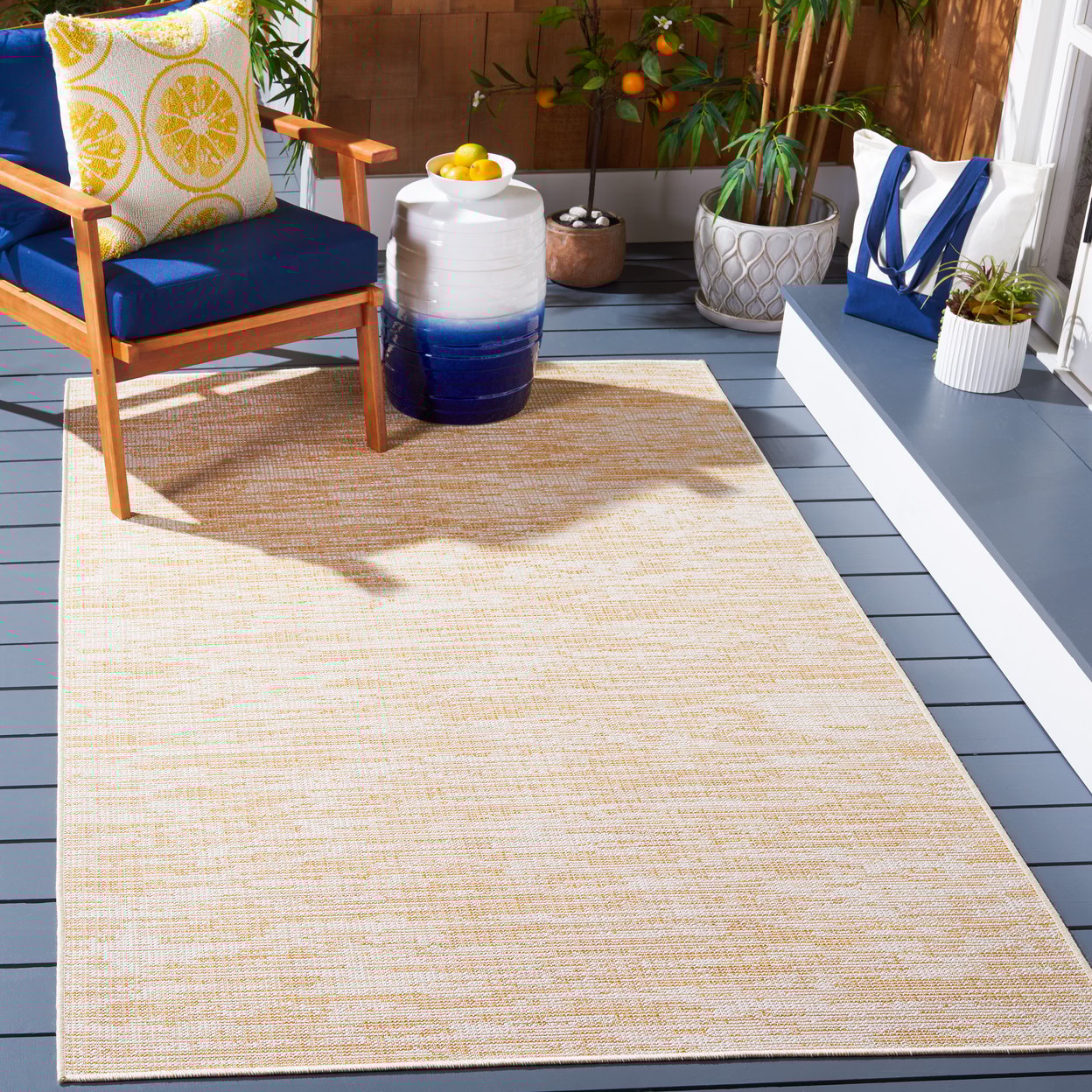 Hampton Yellow Synthetic Easy Care Runner Rug