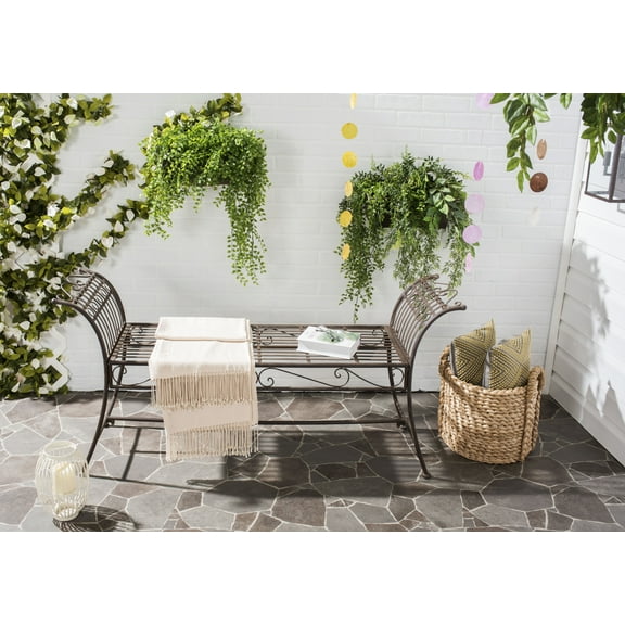 Safavieh Hadley Outdoor Traditional Swirls Garden Bench