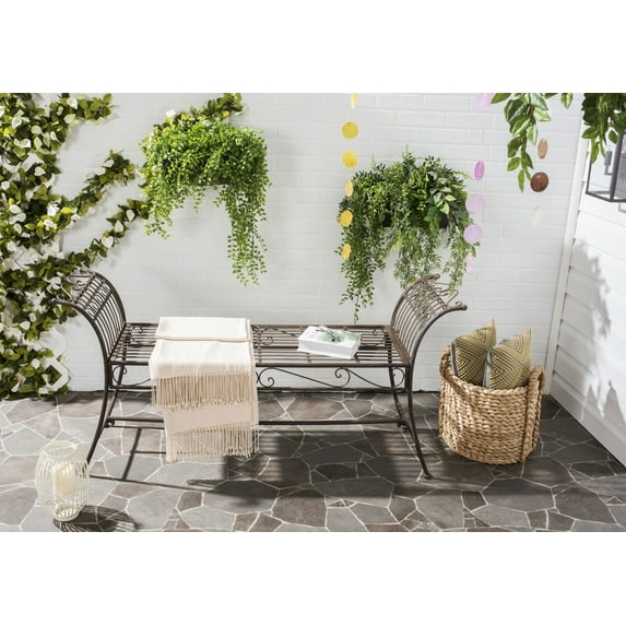 Safavieh Hadley Outdoor Traditional Swirls Garden Bench