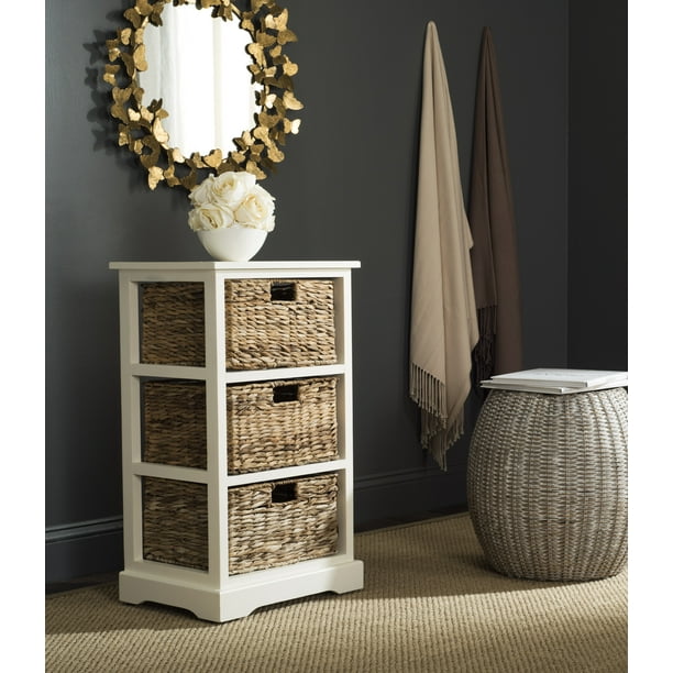Safavieh Halle Solid 3 Wicker Basket Storage Side Table